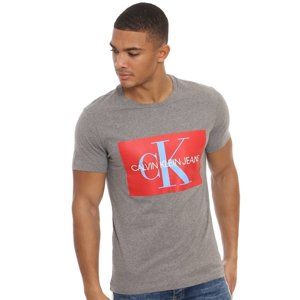 Calvin Klein pánské šedé tričko Monogram - M (39)